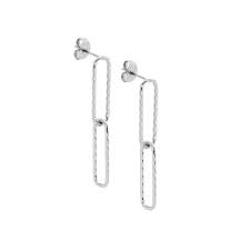 Stainless Steel Paper Clip Link Drop Earrings